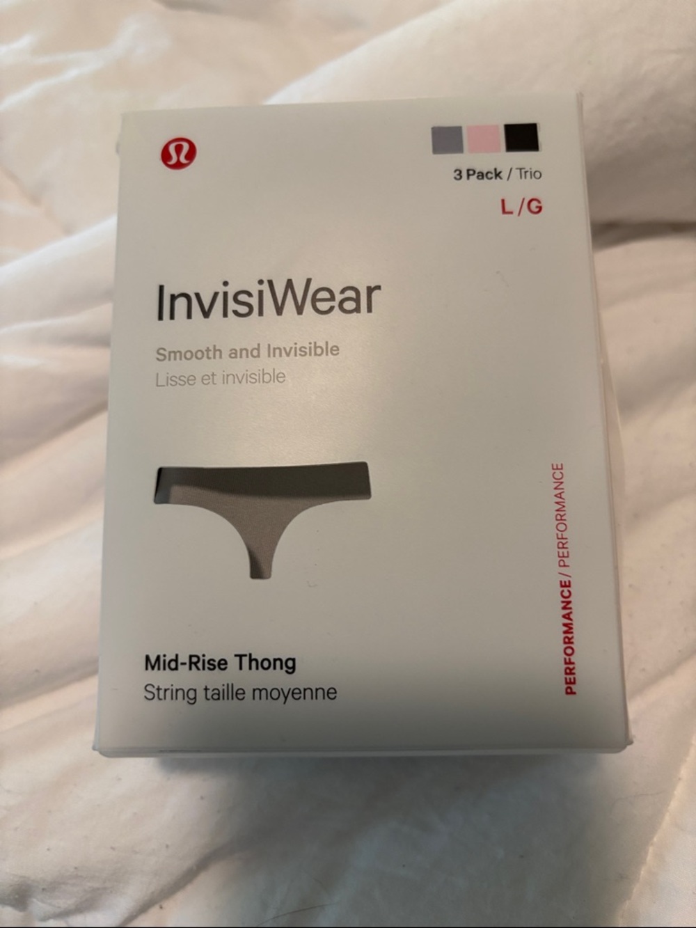 lululemon athletica InvisiWear Mid-Rise Thong 3-Pack - Gray, Pink, Black